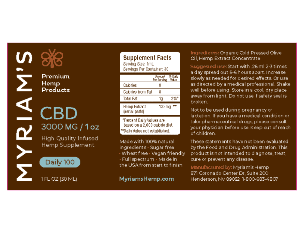myram 3000mg 100 a day doe