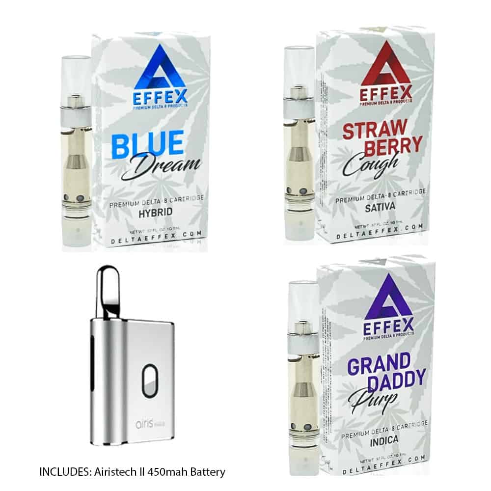 Delta Effex Delta 8 THC Variety Pack Sativa Hybrid Indica with Battery